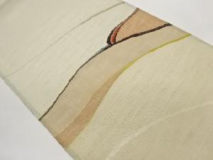 都謹製　手織り紬すくい織抽象模様織出し袋帯